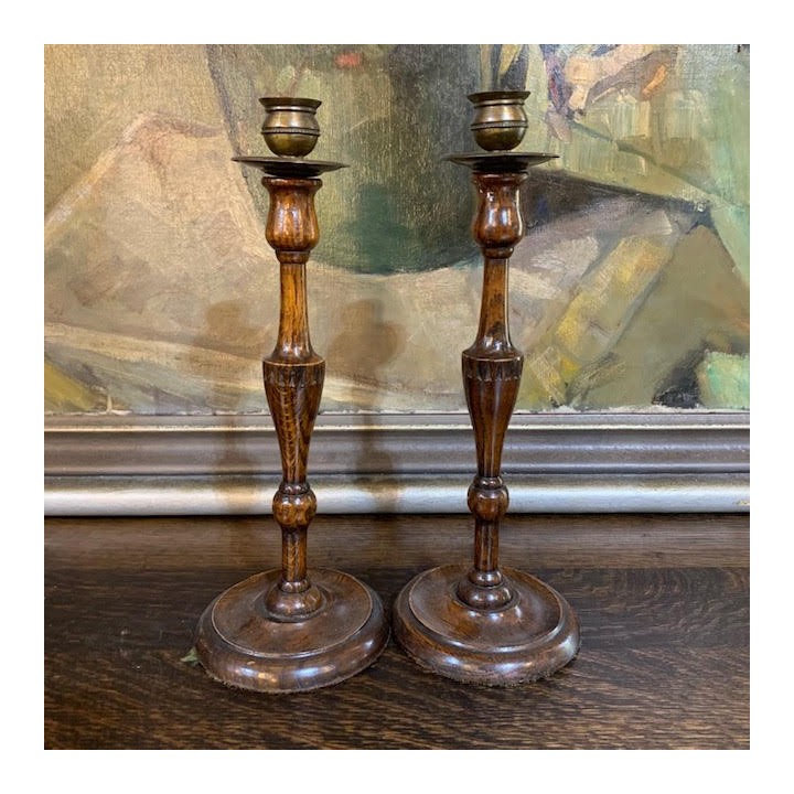 C19th Oak Candleholder