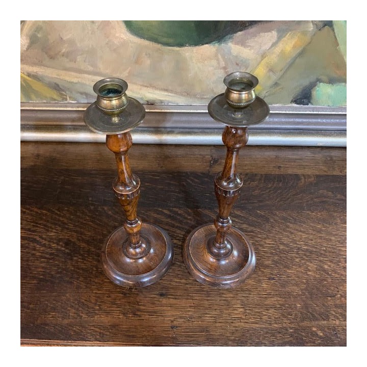 C19th Oak Candleholder