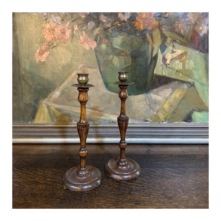 C19th Oak Candleholder