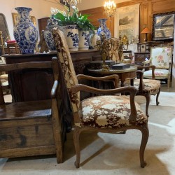 C19th French Walnut Pair of Domed backed Fauteuils