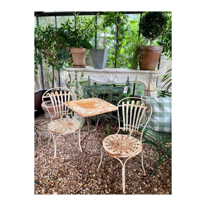 C1900 Pair of French Garden Chairs as found