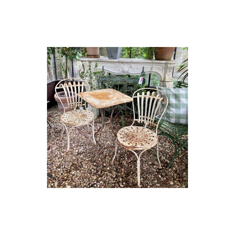 C1900 Pair of French Garden Chairs as found