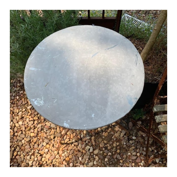 French Vintage Tri Leg Metal Topped Table