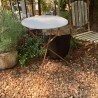 French Vintage Tri Leg Metal Topped Table