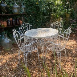 SOLD French Vintage Garden Table with matching Garden Arm Chairs
