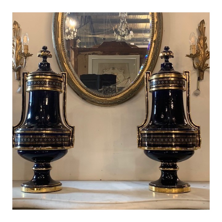 C19th Pair Napoleon III Porcelain Vases