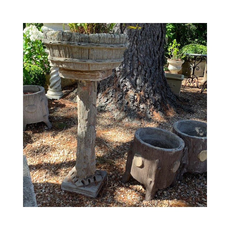 C1920 Faux Bois Pedestal and Jardiniere