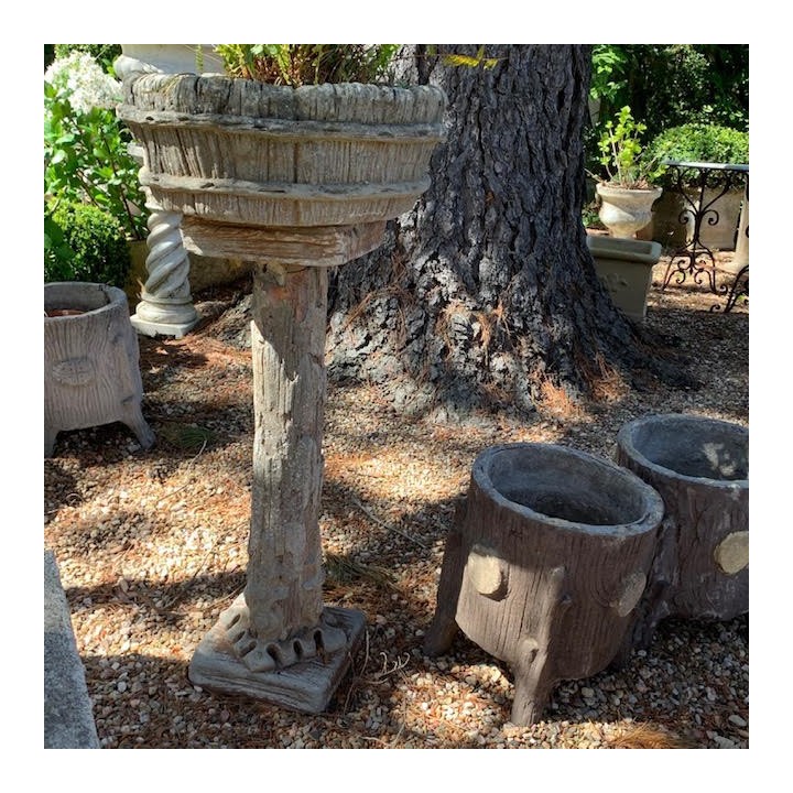 C1920 Faux Bois Pedestal and Jardiniere