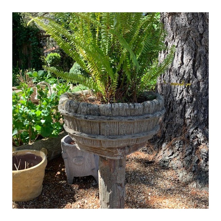C1920 Faux Bois Pedestal and Jardiniere