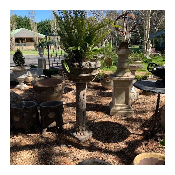 C1920 Faux Bois Pedestal and Jardiniere