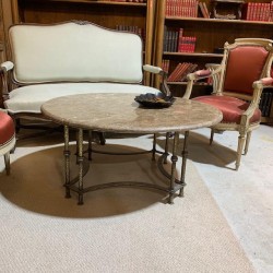 HOLD French C1940 Iron Base Coffee Table with Marble top