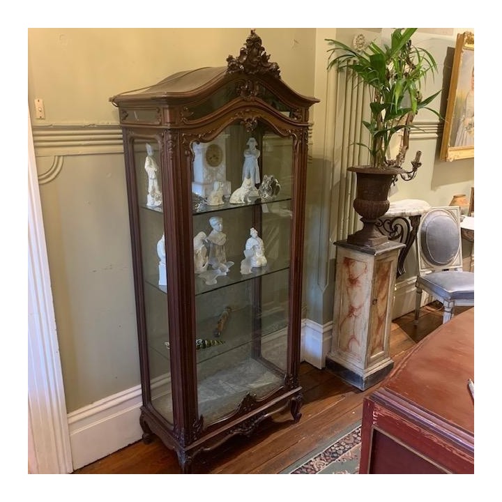 C19th French Louis XV Style, Mahogany Vitrine