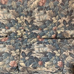 French Vintage Tapestry Sofa with Pair of Fauteuils and Ottoman