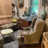 SOLD French Vintage Tapestry Sofa with Pair of Fauteuils and Ottoman