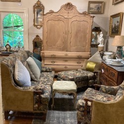 French Vintage Oak 3 piece Lounge suite