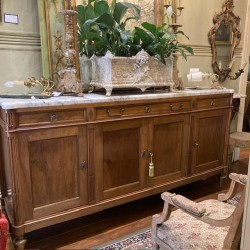 French Louis XVI style antique mahogany marble top sideboard