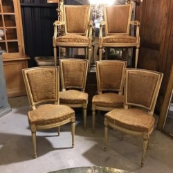 SOLD C1900 Set of Six French Louis XVI Style Dining Chairs