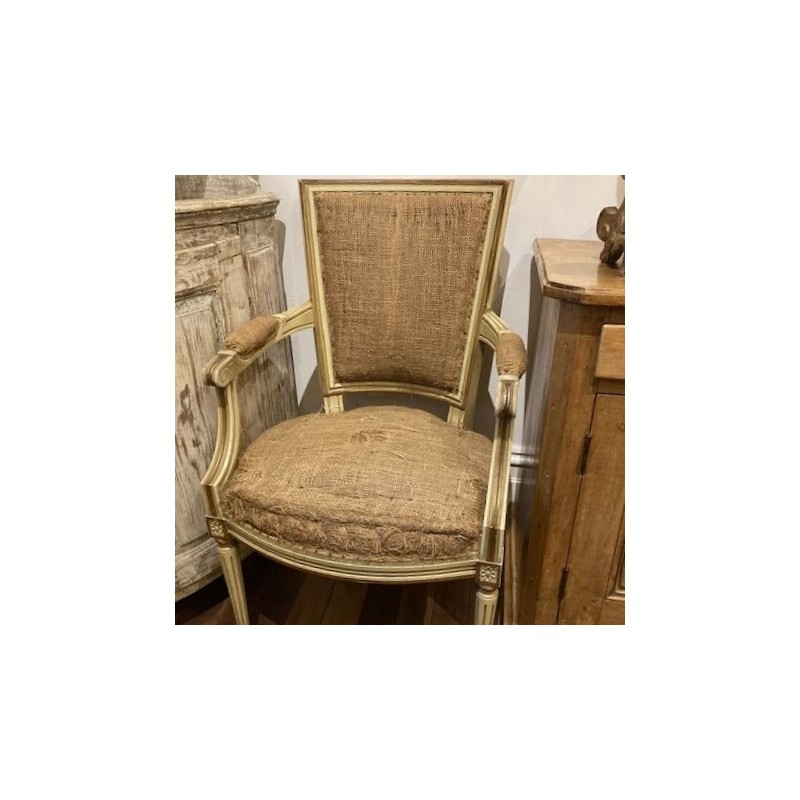 French Antique Louis XVI Style dining chairs deconstructed upholstery