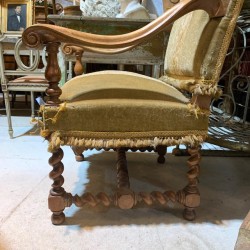 French C19th Louis XIII Walnut Armchair