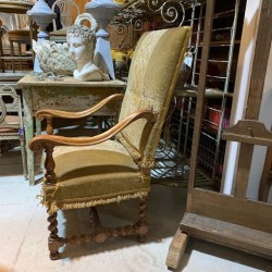 French C19th Louis XIII Walnut Armchair