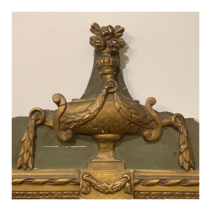 SOLD C18th French Water Gilding and Green Painted Finish Mirror