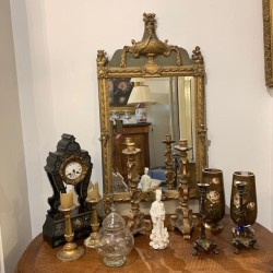 SOLD C18th French Water Gilding and Green Painted Finish Mirror