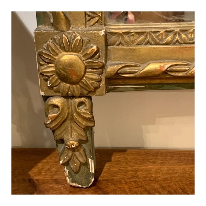 SOLD C18th French Water Gilding and Green Painted Finish Mirror
