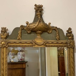 C18th French Water Gilding and Green Painted Finish Mirror