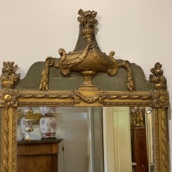 SOLD C18th French Water Gilding and Green Painted Finish Mirror