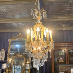 C19th Crystal and Bronze Chandelier 13 lights