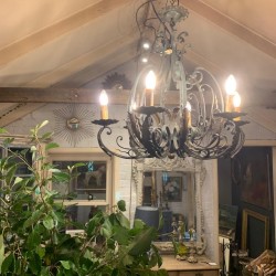 C1900 French Iron Chandelier New Wiring