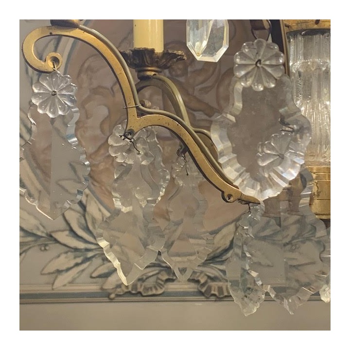 C1940 French Chandelier Crystal 6 light Chandelier