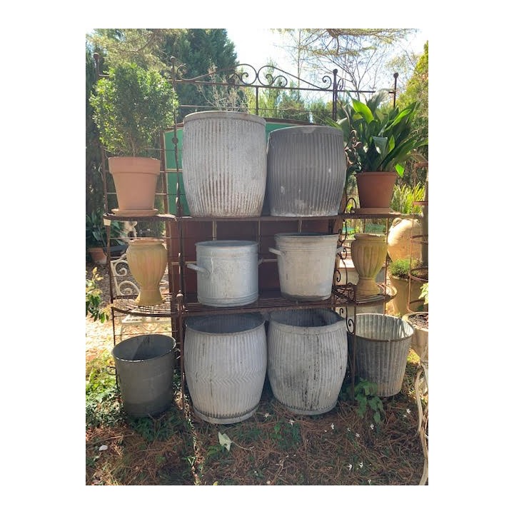 Vintage Zinc Tin Buckets Jardiniere Pots