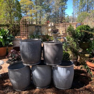 Vintage Zinc Tin Buckets Jardiniere Pots