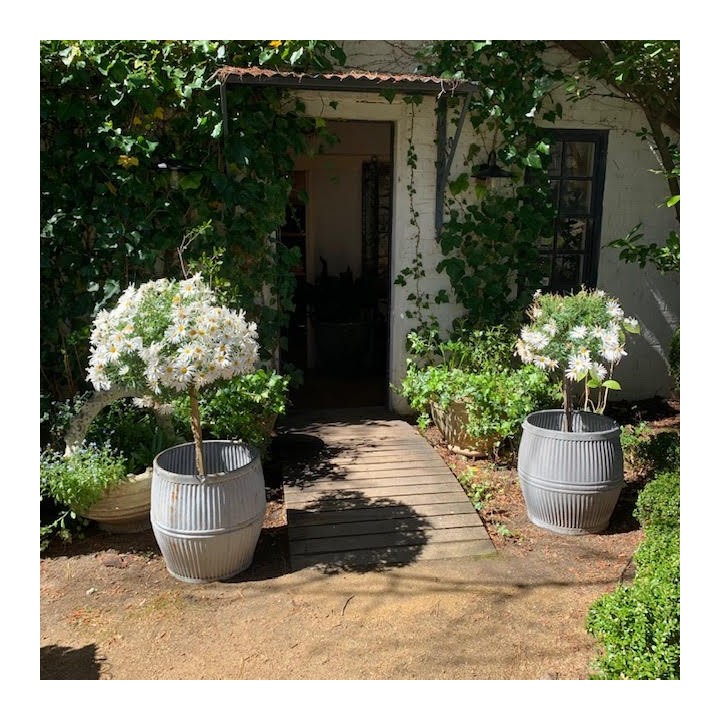 Vintage Zinc Tin Buckets Jardiniere Pots