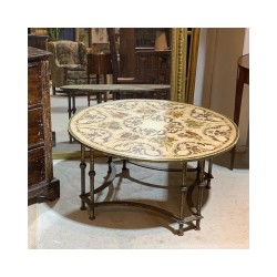 French C1940 Iron Base Coffee Table with Marble top
