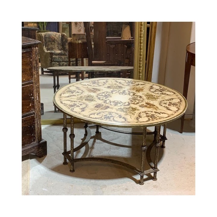 HOLD French C1940 Iron Base Coffee Table with Marble top