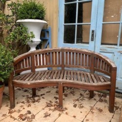 SOLD Vintage Teak Curved Bench Belgium