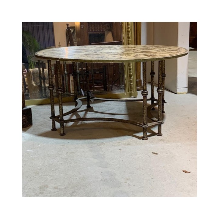 HOLD French C1940 Iron Base Coffee Table with Marble top