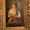 C19th Italian Oil on Canvas Gypsy Girl