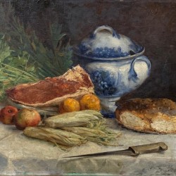 C19th French Still Life Kitchen scene hold