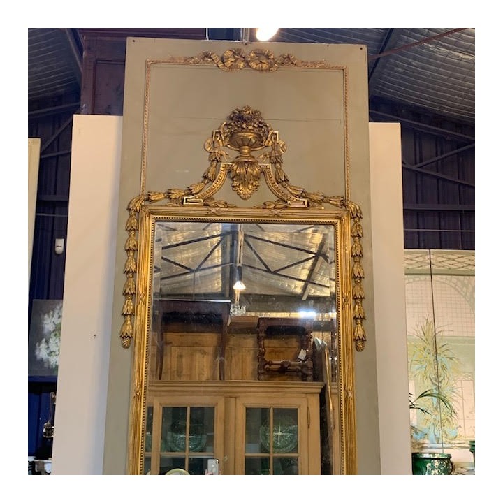 C19th French Trumeau Mirror Style Louis XVI