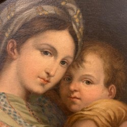 C19th Italian Oleograph of the Madonna and Child