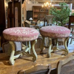 C19th Pair of Stools French Os de Mouton original Painted finish