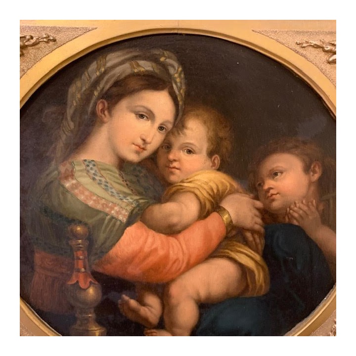 C19th Italian Oleograph of the Madonna and Child