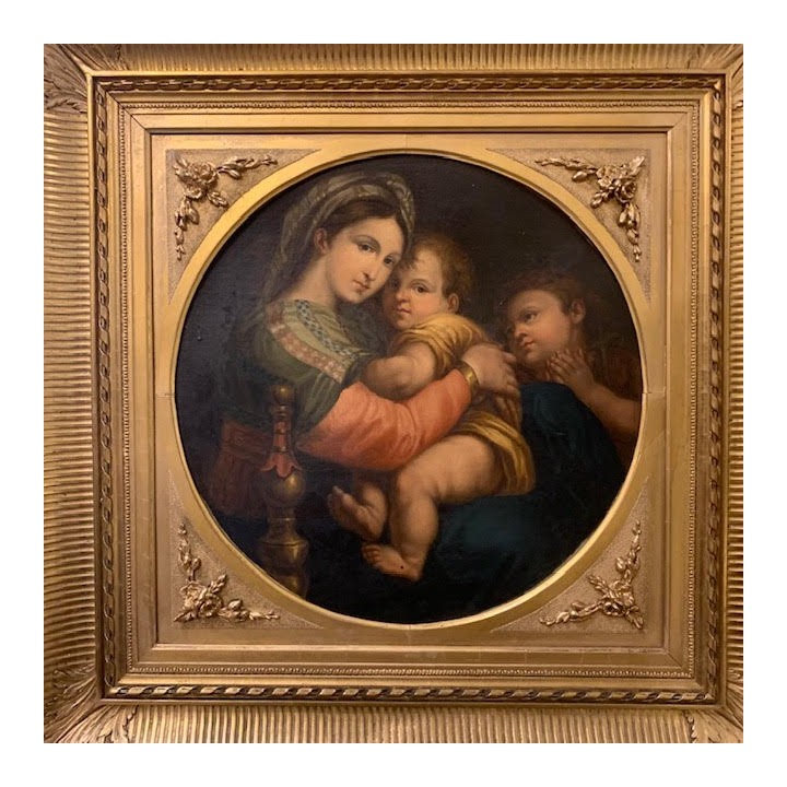 C19th Italian Oleograph of the Madonna and Child