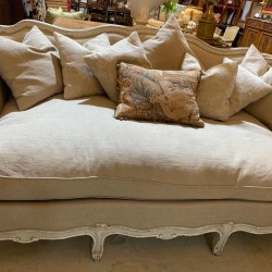 French Louis XV Style Day Bed Settee Neutral linen