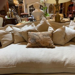 French Louis XV Style Day Bed Settee Neutral linen