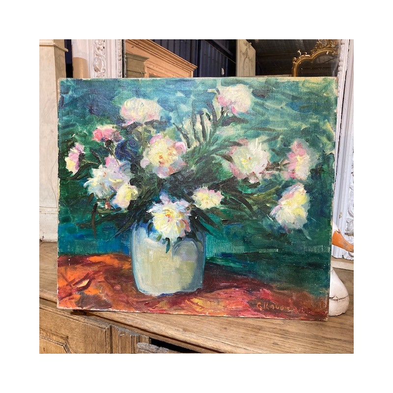 C1950 Oil on Canvas Signed French Still Life