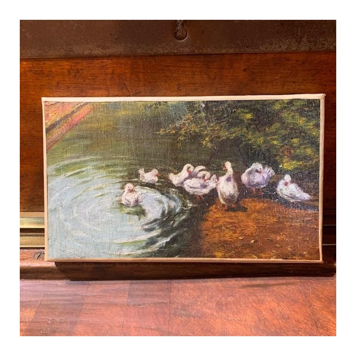 160 X 170 Small Oil on Canvas Ducks by the River